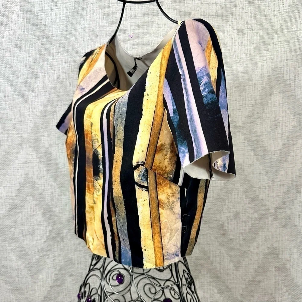 Lanca Perume scuba striped colorful cropped blouse size S